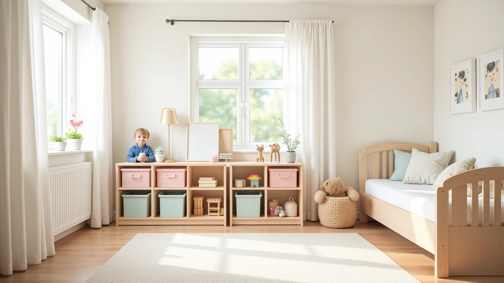 Organised children's room with storage