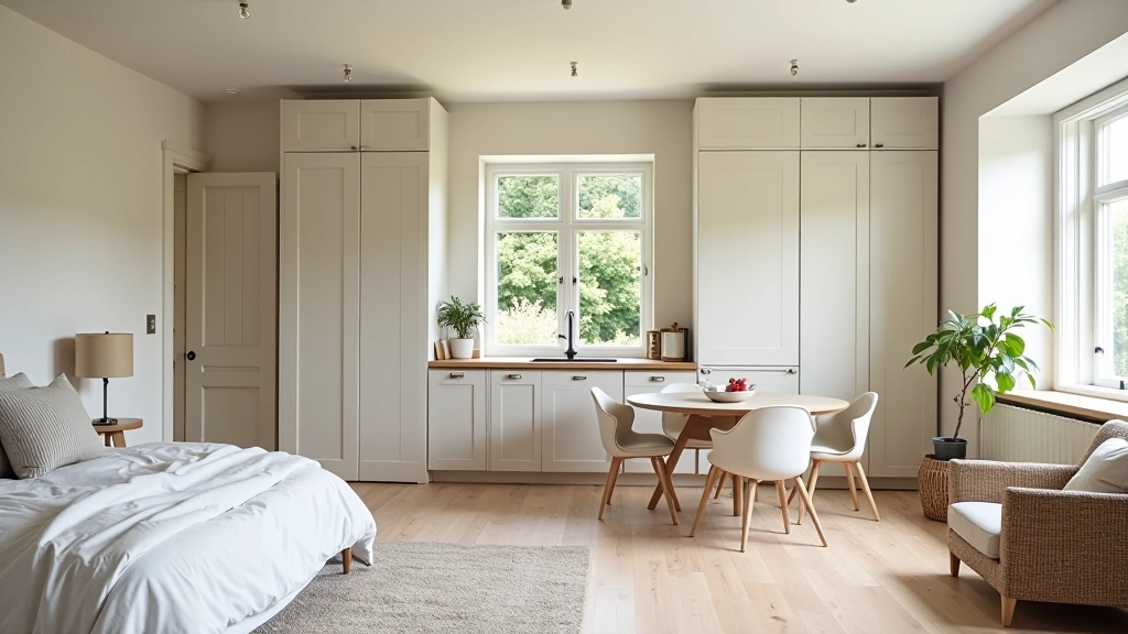 Irish home interior showing organized bedroom, kitchen, and living room spaces with practical storage solutions