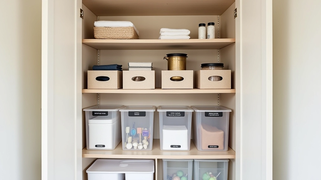 Organized bedroom closet with sorted items and labeled storage solutions, room-by-room decluttering results