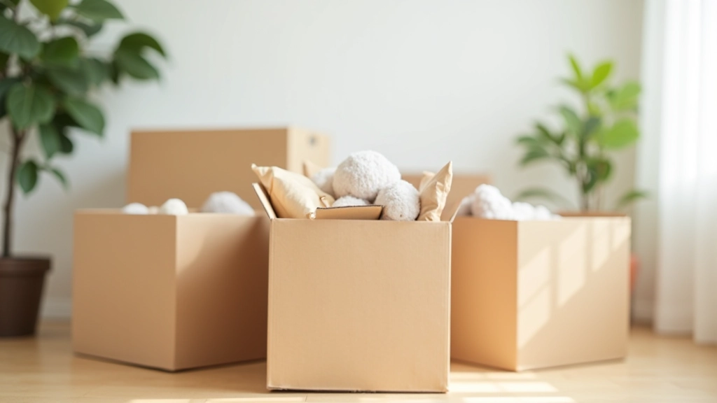 Donation boxes organized and labeled, colorful items ready to be donated, bright daylight studio setting, charitable giving preparation