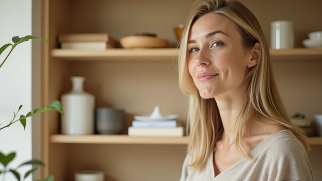 Neatly organized shelves showing mindful curation of personal items