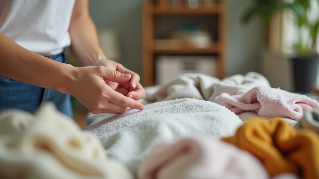 Person sorting through belongings, deciding what to keep and donate in organized decluttering process